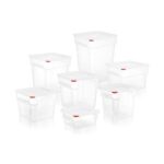 172944JKLMNPQ ARAVEN 2L to 22L SQUARE FOOD STORAGE CONTAINERS with LID - 91860 to 91866