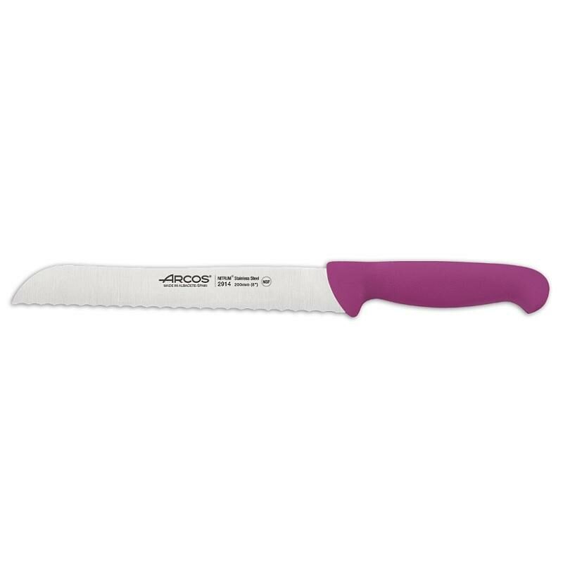 291400 424 425 431 ARCOS 20cm 2900 SERIES SERRATED BREAD KNIFE in YELLOW, WHITE, BLACK & PURPLE - 172334ABCD
