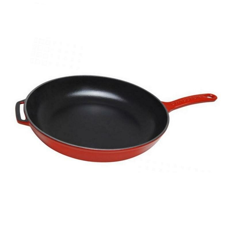 312103 313103 CHASSEUR 20cm & 28cm CAST IRON FRYING PAN with CAST HANDLE in RED-BLACK - 2509001-002