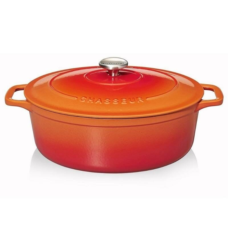 472507 472707 472907 473107 473507 CHASSEUR 3.2L to 8.5L OVAL CAST IRON CASSEROLE in ORANGE-SAND 25cm to 35cm