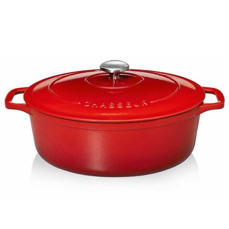 472558 472758 472958 473158 473358 473558 CHASSEUR 3.2L to 8.5L OVAL CAST IRON CASSEROLE in RED-BLACK 25cm to 35cm