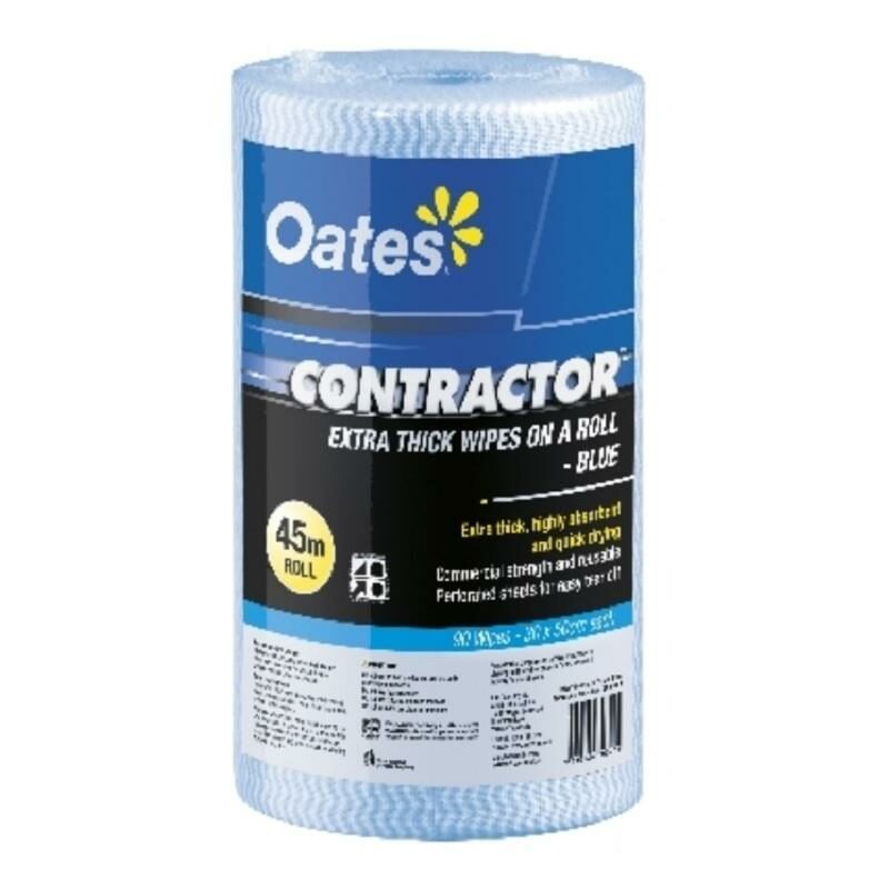 CLR-090-B CLR-090-G CLR-090-R CLR-090-Y OATES 30 x 50cm CONTRACTOR EXTRA THICK WIPES ON A ROLL 90s - 150618VWXY
